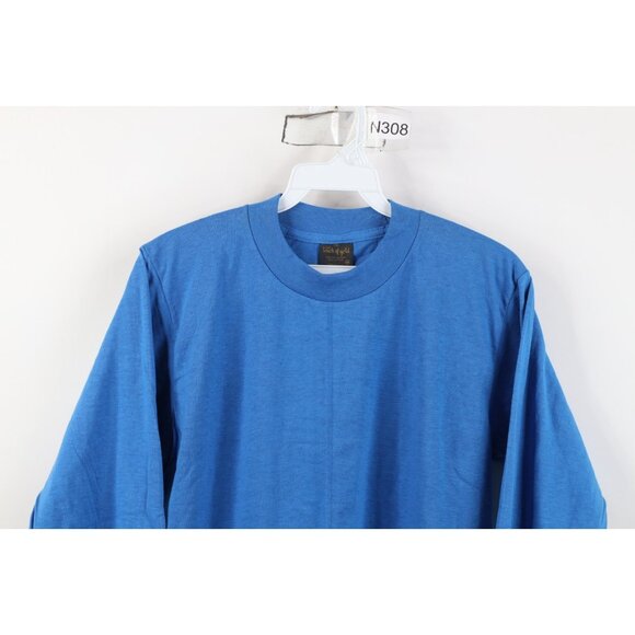 Vintage 70s 80s Streetwear Mens Medium Blank Long Sleeve T-Shirt Royal Blue USA - Picture 2 of 9